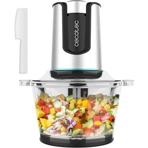 Cecotec Tritatutto elettrico ChopBeat 2000 Delhi Glass. 500 W, Trita, Taglia e Taglia Carne, Verdure e Ghiaccio, Lama a 4 Foglie in Acciaio Inox, 2 Velocità, Ciotola da 500 g