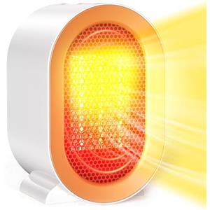 Timiyou Stufetta Elettrica Basso Consumo, Termoventilatore in ceramica PTC da 1200W, 2 Livelli di Potenza, Protezione da Surriscaldamento e Ribaltamento, Portatile e Silenzioso, Adatto Casa e Ufficio Bianco