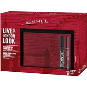 Rimmel London Cofanetto Regalo Live Your London Look, Pochette con Mascara Extra Super Lash 3D e Matita Occhi Scandal'Eyes Exaggerate Eye Definer