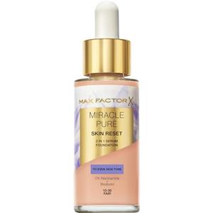 Max Factor Miracle Pure 2in1 Skin Reset Serum Foundation, 00-10, Very Fair, formula vegan, uniforma l'incarnato, copertura media, finish matte satinato, Formula con Niacinamide e Bisabololo, 30 ml