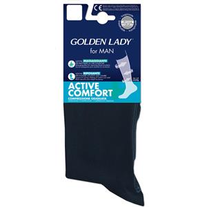 Golden Lady Calza Lunga Uomo Active Comfort 15-17mmHg Blu 39-41 con Cotone Traspirante