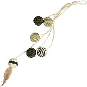 Bobby Bille - Tiragraffi Giochi per gatti in corda riciclata, con palline e piume, da appendere, Verde, 52 CM