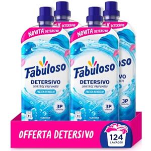 Fabuloso Detersivo Lavatrice per Bucato Fresco Risveglio 4x1.25L, Pulisce, Rinfresca con un Profumo Favoloso, Protegge i Capi mantenendo la morbidezza delle fibre, Con Tecnologia 3P