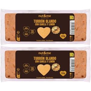 nut&me Torrone morbido con cannella e limone 500g nut&me | Dieta KETO | Senza zuccheri aggiunti | Vegetariano | A basso contenuto di sale | Senza glutine | Fonte di proteine | Pack 2 x 250gr