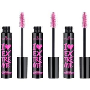 Essence I LOVE EXTREME Crazy Volume Mascara - 01 Black, Effetto Volume Estremo, Allungante e Curvante - Formula Vegan, Senza Microplastiche - Confezione da 3 (3x12ml)