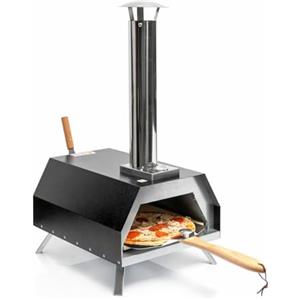 InnovaGoods Forno a Pellet per Pizza InnovaGoods con Accessori, Acciaio Inox, Cucina Esterna Tradizionale, Termometro 0-500°C, Gambe Pieghevoli, Pietra Ceramica, Custodia Impermeabile