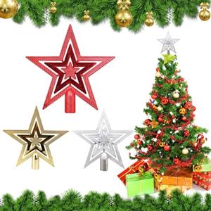 KARELLS Stella Glitterata per Albero di Natale,3 PCS Stella per Albero di Natale,Puntale per Albero di Natale,Stella Brillante,Albero di Natale Topper,Decorazione Natalizia per La Punta dell'Albero
