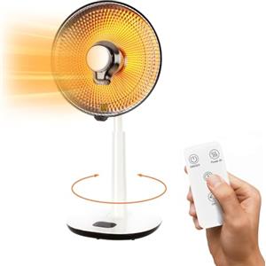 Avilia Stufa al Carbonio Elettrica a Parabola con Telecomando, Timer 7,5h e Oscillazione 120° - Termoventilatore Elettrico 450/900W con Display LED - Ventilatore Aria Calda Basso Consumo 35cm