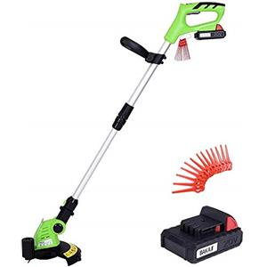 BAKAJI Decespugliatore Elettrico a Batteria Ricaricabile Litio 20V 2Ah Tagliaerba Tagliabordi con Altezza e Testata Taglio Regolabile Rasaerba Giardino