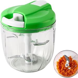 Generic Manual Food Chopper - 900 ML manuale tritataglio macina mano tirando spago Food Processor | Fiocco multifunzione per carne per pepe, cipolla, alimenti per l'infanzia, taglia S