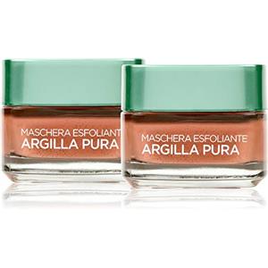 L'Oreal Paris L'Oréal Paris Trattamenti Detergenza Maschera per il Viso, Argilla Pura Esfoliante con Alghe Rosse, Leviga e Ristringe i Pori del Viso, 50 ml, 1 Confezione da 2 Pezzi
