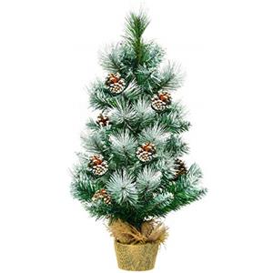 DREAMADE Albero di Natale 60 cm, Abete Artificiale innevato in PVC con Base di Cemento e Aghi di Alta qualità, Perfetta Decorazione Natalizia, Verde