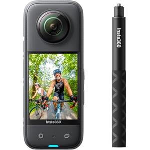 Insta360 X3 Selfie Stick Kit - Action Camera 360 con video HDR attivo 5.7K 360, fotocamera 4K a obiettivo singolo, impermeabile, stabilizzazione FlowState, touchscreen da 2,3, editing AI, moto, sport