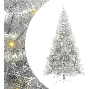 vidaXL Albero di Natale artificiale con luci integrate Argento 240 cm, Albero di Natale Moderno a Forma di Cono, Illuminazione Festiva USB, Display LED, Decorazione Stagionale per Soggiorno e Giardino