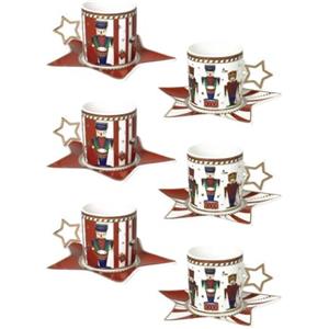 BRANDANI Lo Schiaccianoci Tazzina da caffè Natalizie Set 6 Pezzi 100ml Porcellana