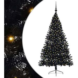 vidaXL Albero di Natale artificiale con luci integrate Nero 180 cm PVC, Albero di Natale Moderno a Forma di Cono, Illuminazione Festiva USB, Display LED, Decorazione Stagionale