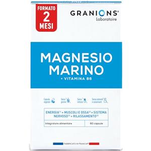 Granions Magnesio Marino 300 mg, Stanchezza, Energia, Muscoli e Ossa, Equilibrio Nervoso, Stress, Combinato con Vitamina B6, 60 Capsule Vegetali, Integratore Alimentare