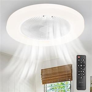 BAKAJI Ventilatore a Soffitto con Luce LED Bianco Caldo Freddo 80W, Tonalità Regolabile, Funzione Timer 1/2/4/8 ore, Telecomando Controllo a Distanza, Diametro 50 cm, Design Moderno, Ultra silenzioso