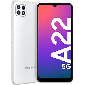 Samsung Galaxy A22 5G Smartphone 6,6 Pollici , Display Infinity-V FHD+, Telefono Cellulare Android 11, Tripla fotocamera posteriore, 4GB RAM e 64GB, Batteria 5.000 mAh, White [Versione Italiana] 2021