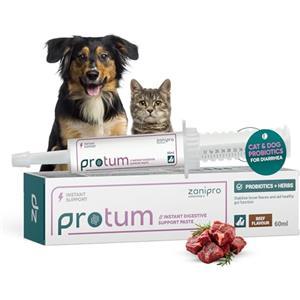 Zanipro Pasta Probiotica e Prebiotica per Cani e Gatti contro la Diarrea e dopo il Vermifugo, 3 Miliardi di Fermenti Vivi, Cura Intestinale - Rassodamento delle Feci (60ml) Manzo
