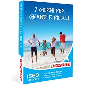 Emozione3 - Cofanetto regalo 2 giorni per grandi e piccoli - Idea regalo originale - Una notte con colazione per 2 adulti e 2 bambini