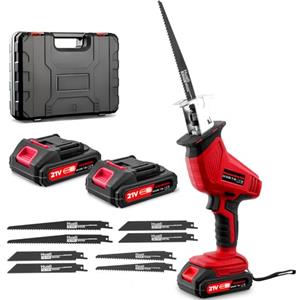 wowspeed Sega a Gattuccio, Seghetto Elettrico a velocità Variabile da 0-4000 U/min, Sega Elettrica per Legno a Batteria da 21V, Seghetto Alternativo per Metalli, PVC con 2 Batterie e 8 Lame