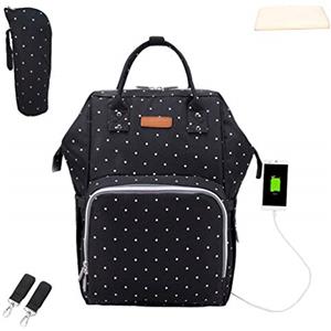 Rengzun Zaini Fasciatoio Borsa per Pannolini di Neonati Mamma Multifunzione Impermeabile Grande Capacità Bambino Borsa con Porta USB