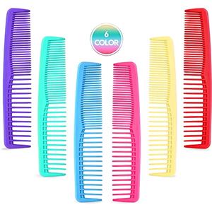 QITIMIR Pettini Colorati per Capelli - Set di 6 Pettini Doppio Antistatici per Parrucchieri, Pettine per Styling, Pettine Barba Uomo (Rosso, Blu, Verde, Viola, Rosa, Giallo)