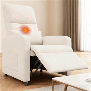 PortoAlegre Poltrona Relax Reclinabile elettrica, Poltrona Massaggiante e Riscaldante con Poggiapiedi, Poltroncina Reclinabile con Schienale Imbottitura Spessa in Tessuto per Camera da Letto, Salotto e Soggiorno