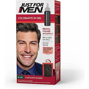 Just For Men Colorante In Gel, Tinta Semipermanente Per Capelli Uomo, Senza Ammoniaca, Con Cheratina E Vitamina E Per Capelli Forti, Colore Castano Scuro, H45