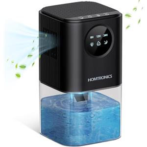 Homtronics Deumidificatore Casa Muffa, [1700ML] Homtronics Silenzioso Deumidificatore Portatile, Autospegnimento, Sbrinamento Intelligente, Luce Ambientale a 7 Colori per Camera, Spogliatoio, Bagno, Armadio
