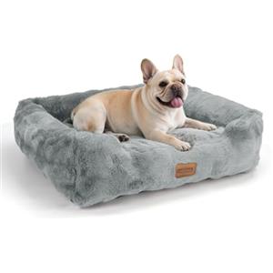 Nobleza Cuccia Cane Interno, Cuccia per Cani Taglia Media, Morbido Peluche, Cuscino con Base Antiscivolo, Supporto Forte e Rimovibile Lavabile, 65x55x20cm, Grigio