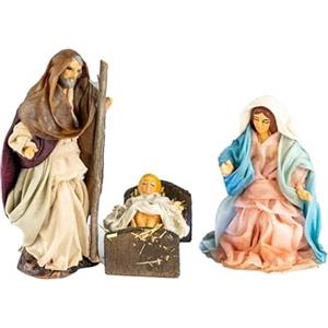 Holyhome Natività per Presepe in Terracotta Vestita | Presepe Napoletano (Natività 5 Pezzi | Cm 8 (3,14 Inch))