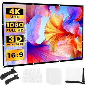 XULIERUX Schermo Proiettore 100 Pollici, Schermo Proiezione HD 16:9 Per Esterni, 221cm*125cm Portatile Pieghevole Anti-Pieghe, Per Proiezioni All'Aperto E Home Cinema