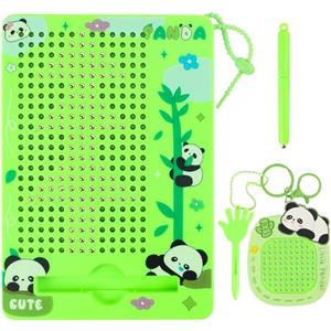 LONEEDY Set di 2 lavagne da disegno magnetiche per 3+ bambini, con portachiavi a forma di panda, con perline e penna stilo magnetica, per ragazzi e ragazze, viaggi e attività in campeggio