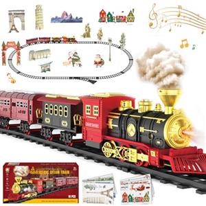 CHENBOOW Trenino Natalizio Elettrico,Albero di Natale Treno Elettrico,Trenino Classico Natalizio,Locomotiva a Vapore,Treninos Elettricos di Natale,Regalo Natale Giochi