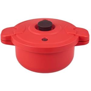SPORTARC Pentola a pressione per microonde, pentola da cucina in silicone PP per cottura rapida da usare come cuociriso, cottura a vapore per verdure o per cuocere la pasta, colore rosso, 27,5 x 14 cm