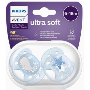 Avent ultra soft succhietto whale/star maschio 6-18 mesi old scf222/22 2 pezzi - AVENT - 981992516