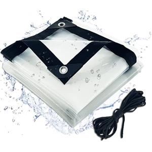 AVJWWD Telone impermeabile trasparente con occhielli, telo trasparente resistente alle intemperie, Tenda da Balcone in Plastica per Esterni Della Mobilia Delle Piante Della Serra Pet Hutch Roof (3x3m)