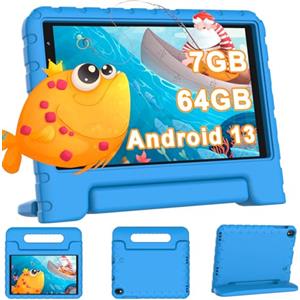 YESTEL Tablet per Bambini 8 Pollici Android 13, 7GB RAM 64GB ROM 1TB Espandibile, WiFi 6 BT 5.0, Controllo Parentale, App Educative, 3600mAh, 1280 * 800 HD, con Custodia Protettiva, Blu
