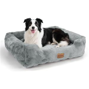 Nobleza Cuccia Cane Grande, Cuccia per Cani, Morbido Peluche, Cuscino con Base Antiscivolo, Supporto Forte e Rimovibile Lavabile, 85x75x20cm, Grigio