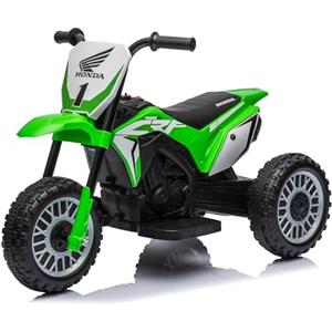 Baroni Toys Moto Elettrica Honda Bambini 1-4 anni CRF450, Triciclo elettrico con motore 6V, 3 km/h Motocross elettrica da interno ed esterno, certificazioni sicurezza EN71 e CE, Verde