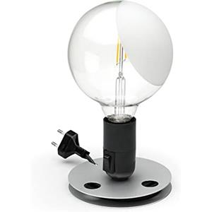 Flos Lampada da Tavolo Lampadina - Design Industriale di Achille Castiglioni, Metallo e Bachelite, Ø 12,5 x H 24 cm