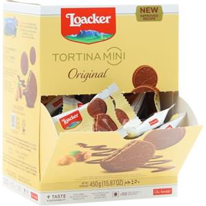 Loacker, Tortina Mini Original, Delizie Ricoperte di Cioccolato al Latte e Crema alle Nocciole e Cialde Wafer, Snack Ideali per Bar e Caffetterie, 1 Confezione Convenienza da 50 Biscotti Monoporzione