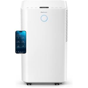Pro Breeze OmniDry Deumidificatore Casa Muffa 12L/Giorno con WiFi, Serbatoio da 2L, Asciugatura Vestiti, sensore di umidità, Timer 24H, modalità Notturna per umidità, Muffa e condensa (20m²)