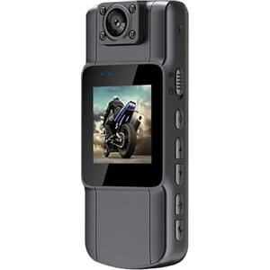 Andoer Bodycam - Fotocamera per corpo con registrazione audio e video, grandangolo 150°, obiettivo 180°, videocamera con schermo TFT da 1,54, rilevamento del movimento notturno per