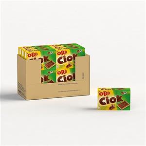 ORO SAIWA Oro Ciok, Biscotto con Tavoletta di Cioccolato alla Nocciola, Merenda Semplice e Golosa, Fonte Naturale di Fibre, Senza Coloranti e Conservanti, 14x250g (14 confezioni da 250g)