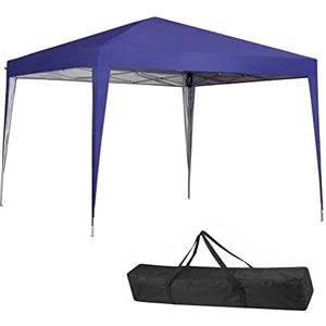 BAKAJI Gazebo 3 x 3 metri Pieghevole Tessuto Poliestere Impermeabile Struttura in Metallo Richiudibile a Fisarmonica Tendone Portatile Fiera Mercato Giardino Esterno + Sacca per Trasporto (Blu)