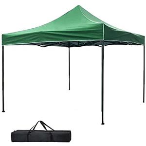 BAKAJI Gazebo 3 x 3 metri Pieghevole Tessuto Poliestere Impermeabile Struttura in Metallo Richiudibile a Fisarmonica Tendone Portatile Fiera Mercato Giardino Esterno + Sacca per Trasporto (Verde)