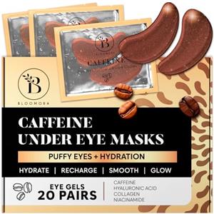 BLOOMORA Patch Occhi con Caffeina (20 paia), Maschera Occhi con Niacinamide e Acido Ialuronico, Eye Patch Occhiaie e Borse, Maschera Occhiaie Idratante e Illuminante, per Donna e Uomo